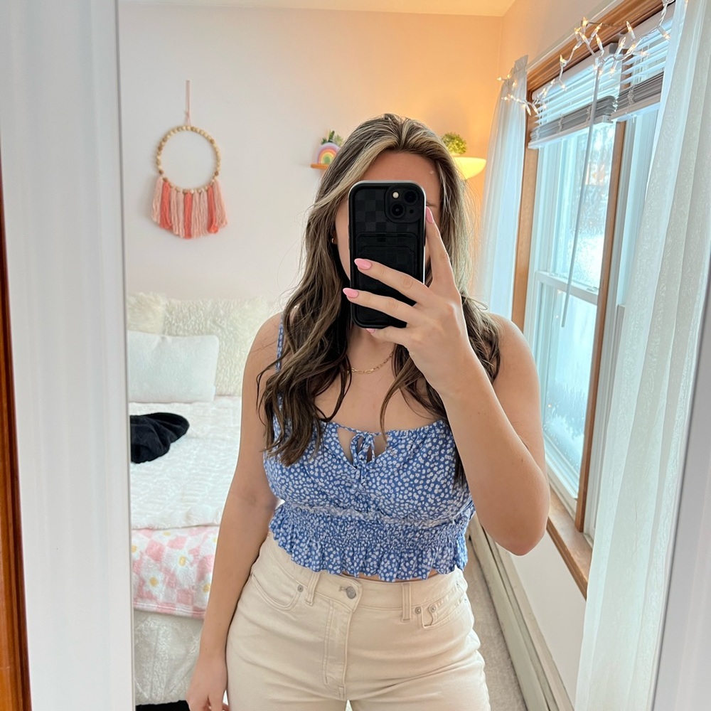 Wild Fable Blue Floral Crop Top